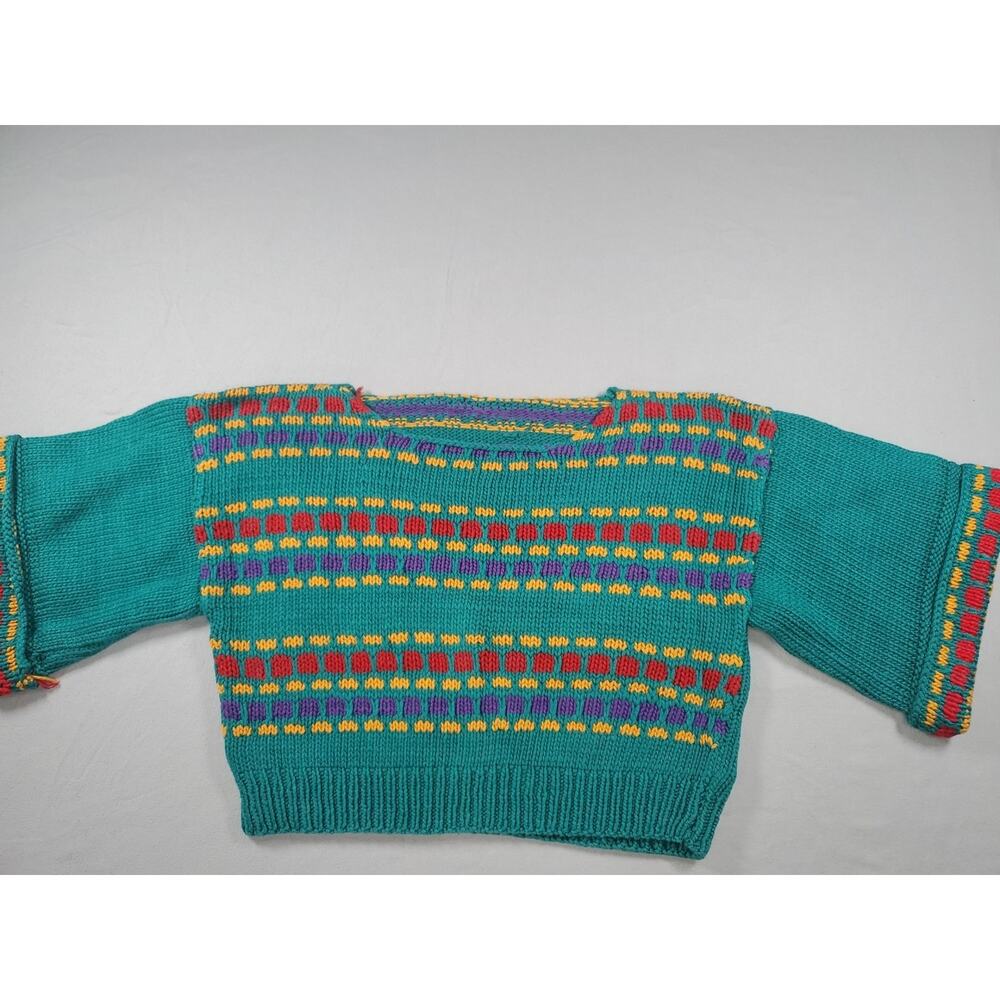 Vintage Style Knit Sweater Geometric Or Fair Isle Pattern Cropped
